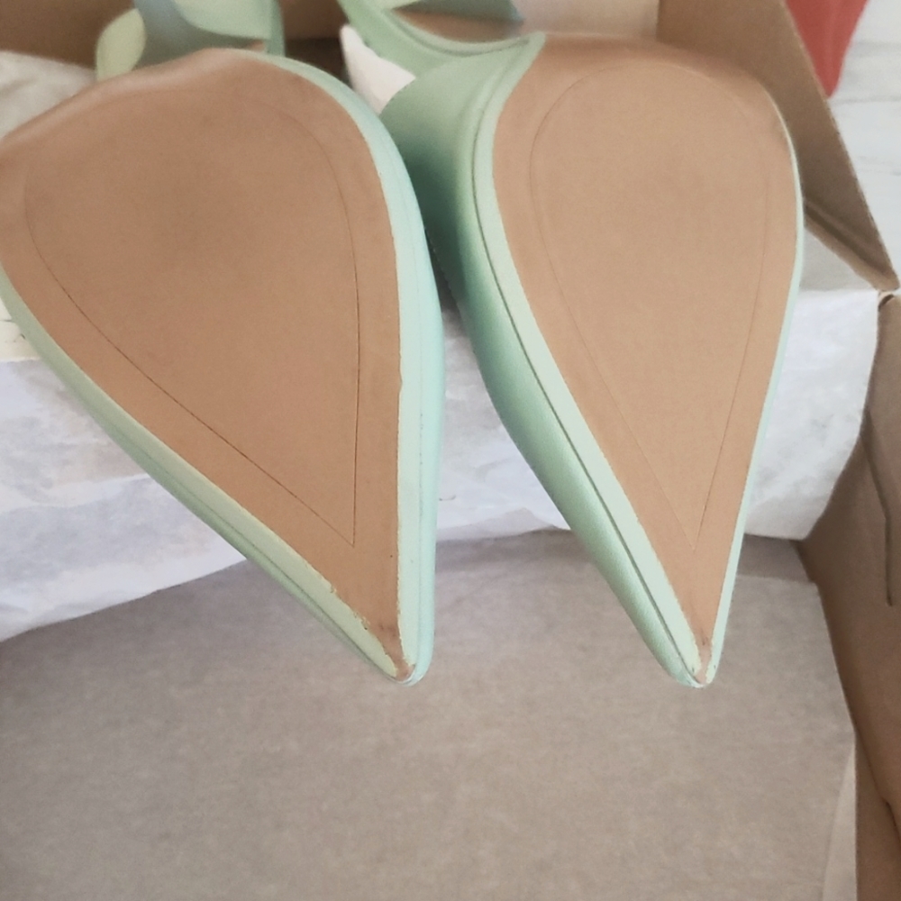 Zara SLINGBACK LEATHER HEELS GREEN Bloggers favorite - Picture 14 of 15